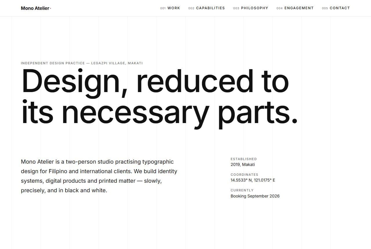 Mono Atelier — live design studio template